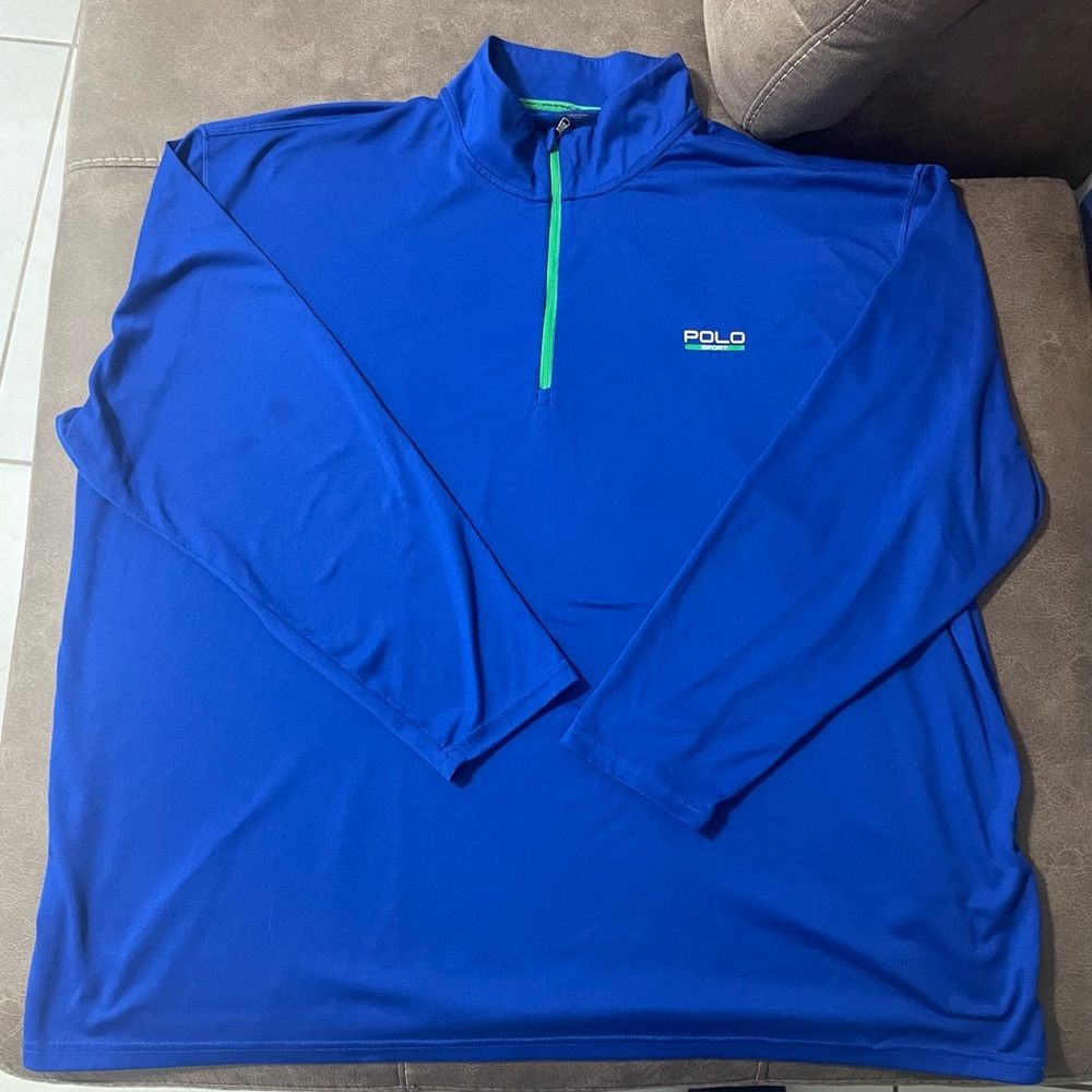 Polo Sport Ralph Lauren Quarter Zip Sweatshirt 3XL Long Sleeve Mock Neck Blue